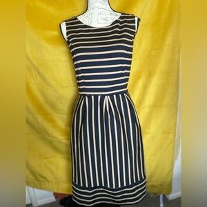 Merona - Black & Tan striped long dress - size small - EUC